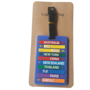 Luggage Tag, Blue with places