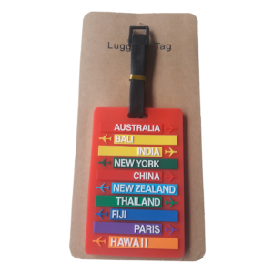 Luggage Tag, Red with places
